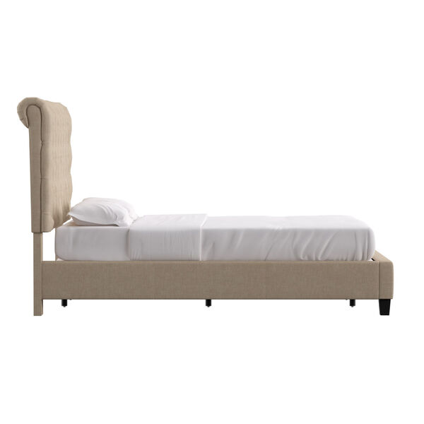 Charolette Beige Adjustable Tufted Roll Top Queen Bed, image 3